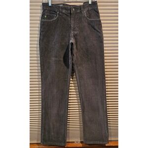 Stio Mens Rivet Corduroy Pants 30S Dark Grey Organic Cotton Stretch Straight Leg